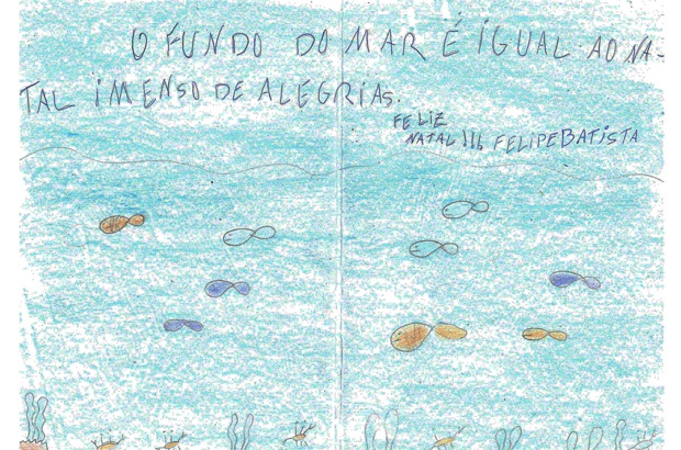 Cartes de fim de ano inspirados nas tartarugas e no mar