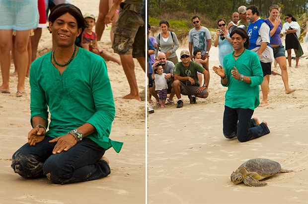 Stanley Jordan participa de soltura de tartaruga marinha reabilitada